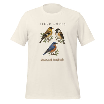 Backyard Songbirds vintage field-guide tee — Vintage White, front