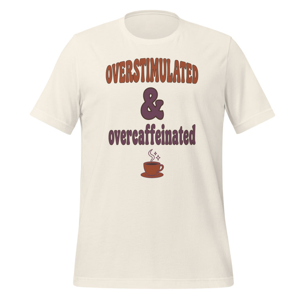 Overstimulated & Overcaffeinated soft retro coffee mental health tee — Vintage White, front