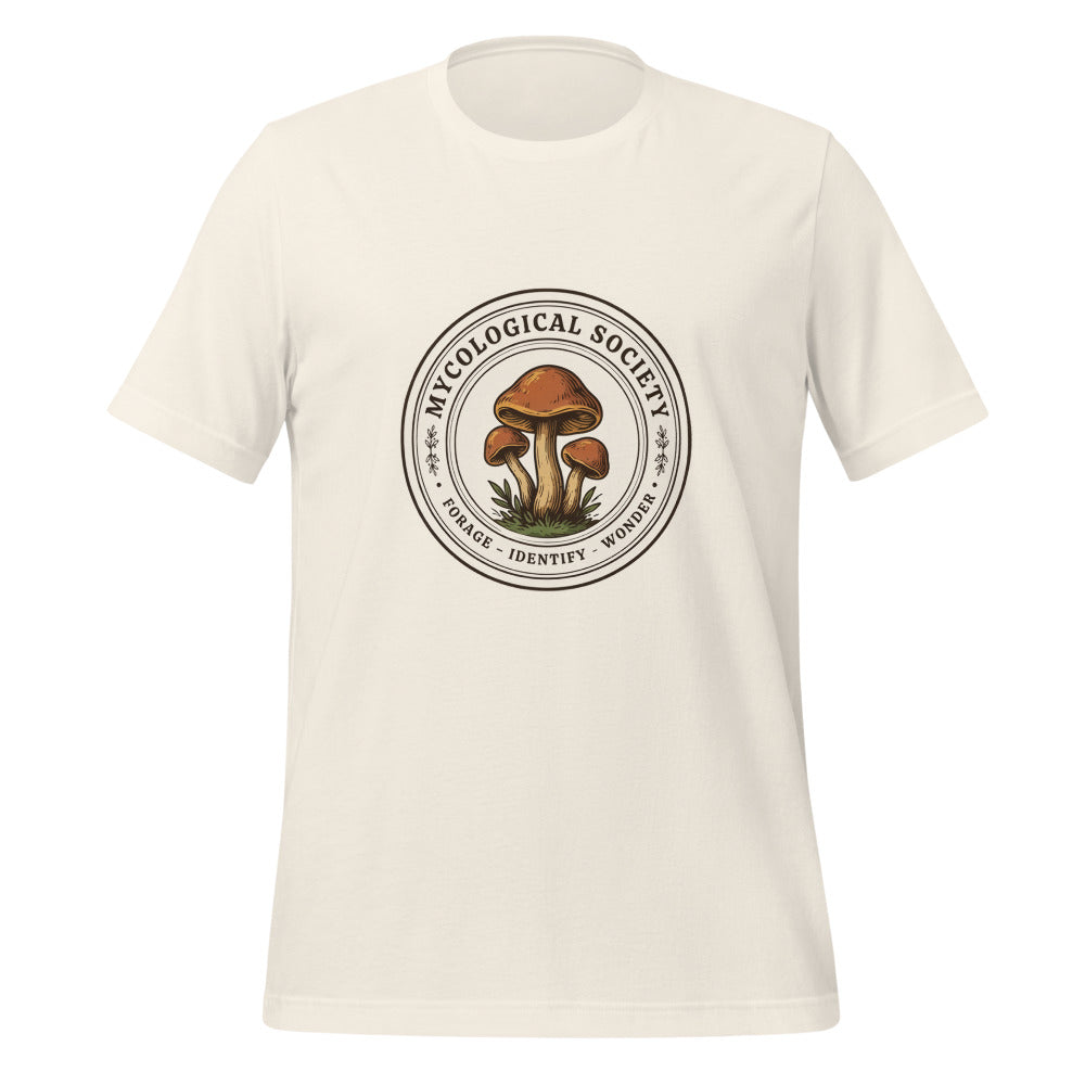 Mushroom Foraging Mycological Society vintage botanical tee — Vintage White, front