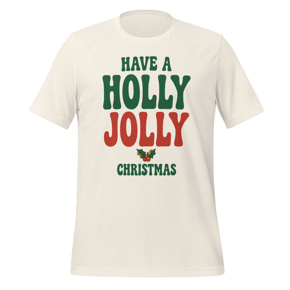 Groovy Holly Jolly retro Christmas tee — Vintage White, front