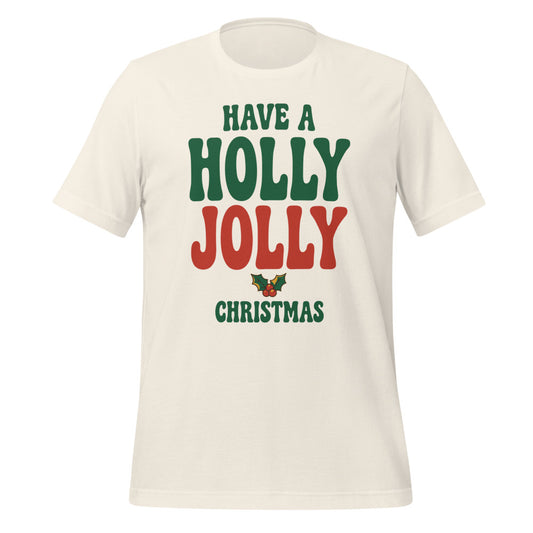 Groovy Holly Jolly retro Christmas tee — Vintage White, front