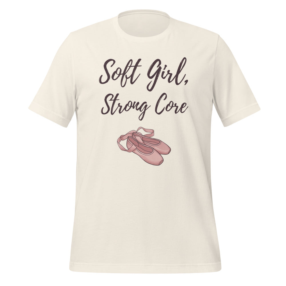 Soft Girl Strong Core ballet coquette pilates tee — Vintage White, front