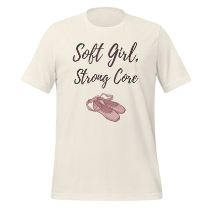 Soft Girl Strong Core ballet coquette pilates tee — Vintage White, front