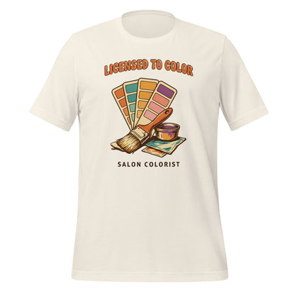 Salon colorist Licensed to Color retro tee — Vintage White, front