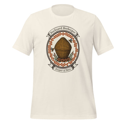 Backyard Beekeeper Keeper of Bees vintage apiary crest tee — Vintage White, front