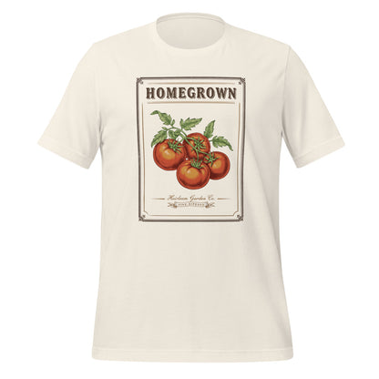 Homegrown Heirloom Seed Packet gardening tee — Vintage White, front
