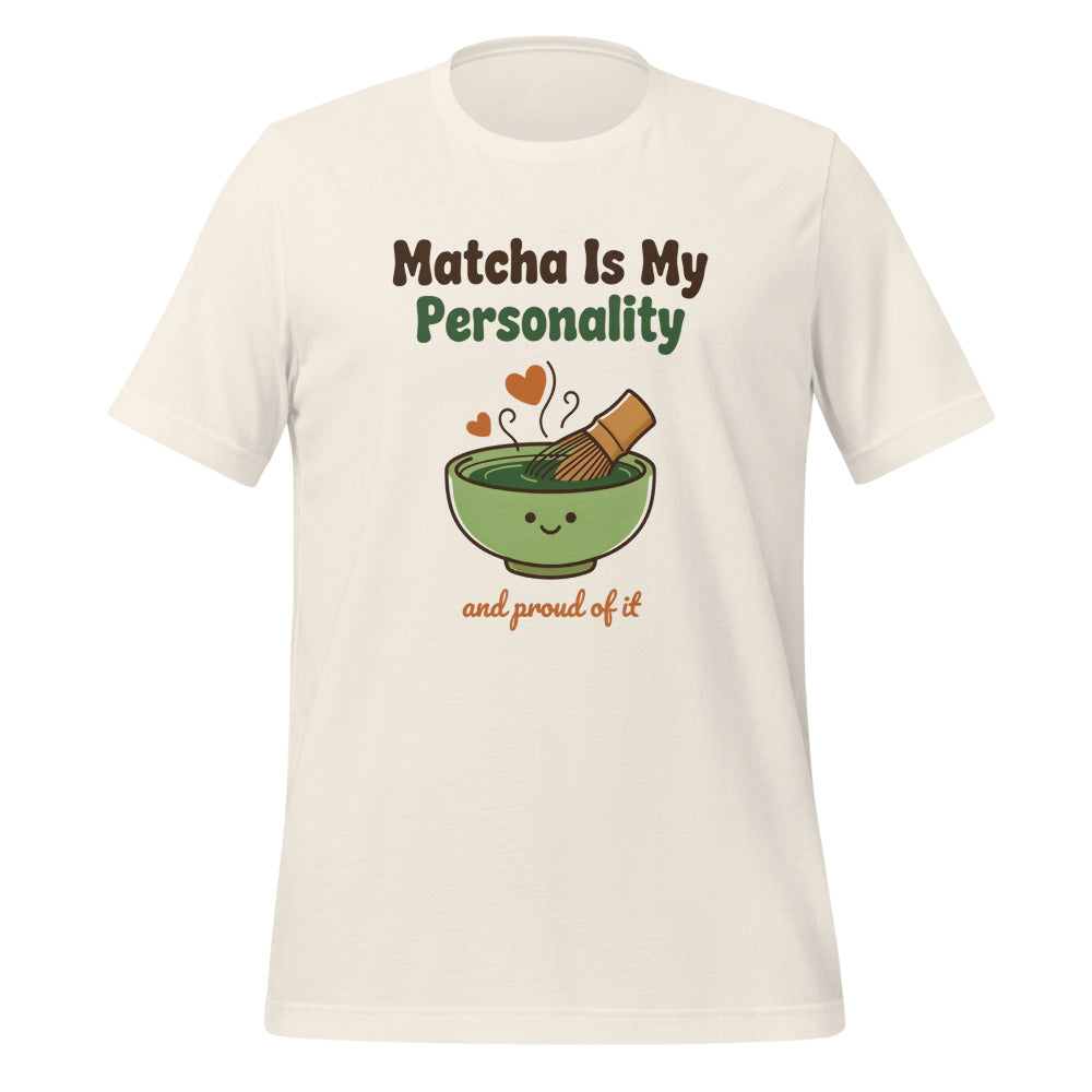 Matcha Is My Personality retro matcha tee — Vintage White, front