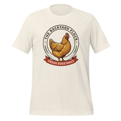 Backyard Flock heritage chicken keeper tee — Vintage White, front