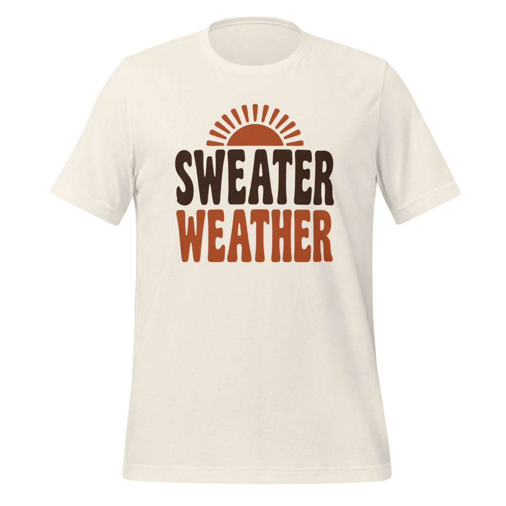 Sweater Weather retro 70s fall t-shirt — Vintage White, front