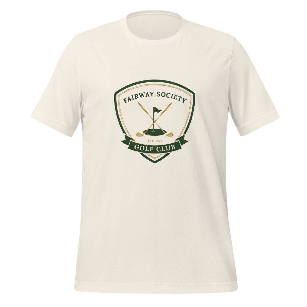 Fairway Society vintage golf club crest tee — Vintage White, front