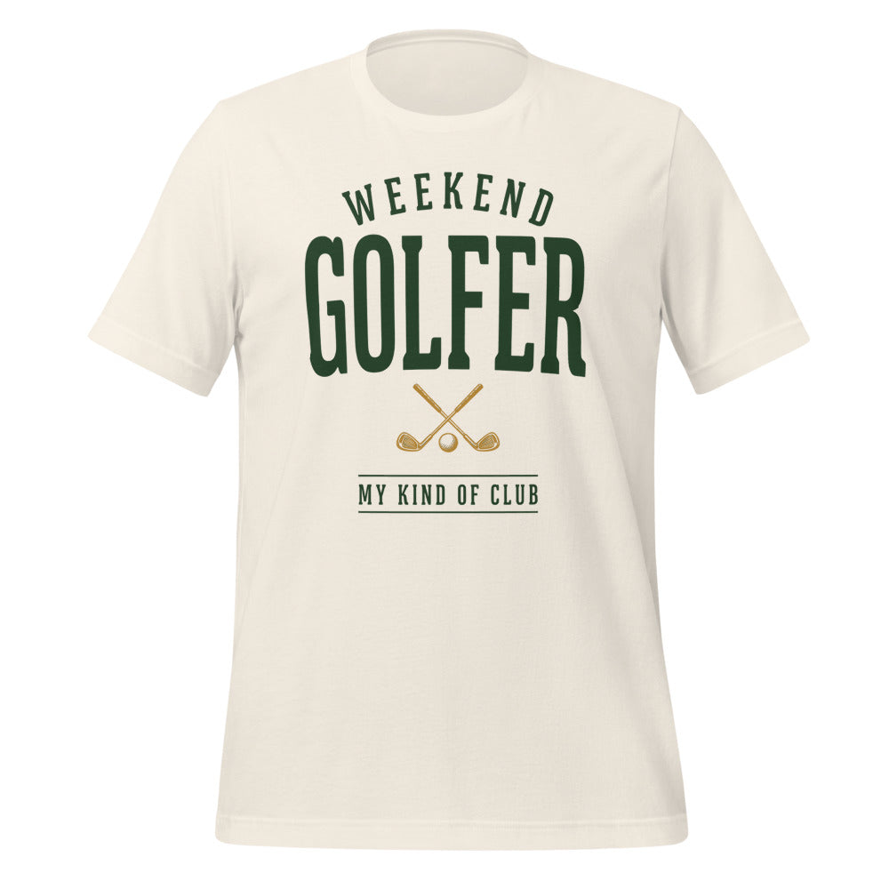 Weekend Golfer vintage golf wordmark tee — Vintage White, front