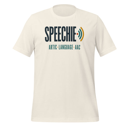 Speechie Wordmark speech therapy tee — Vintage White, front