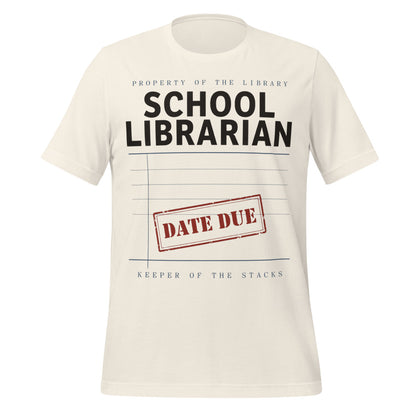 Property of the School Library card catalog school librarian tee — Vintage White, front