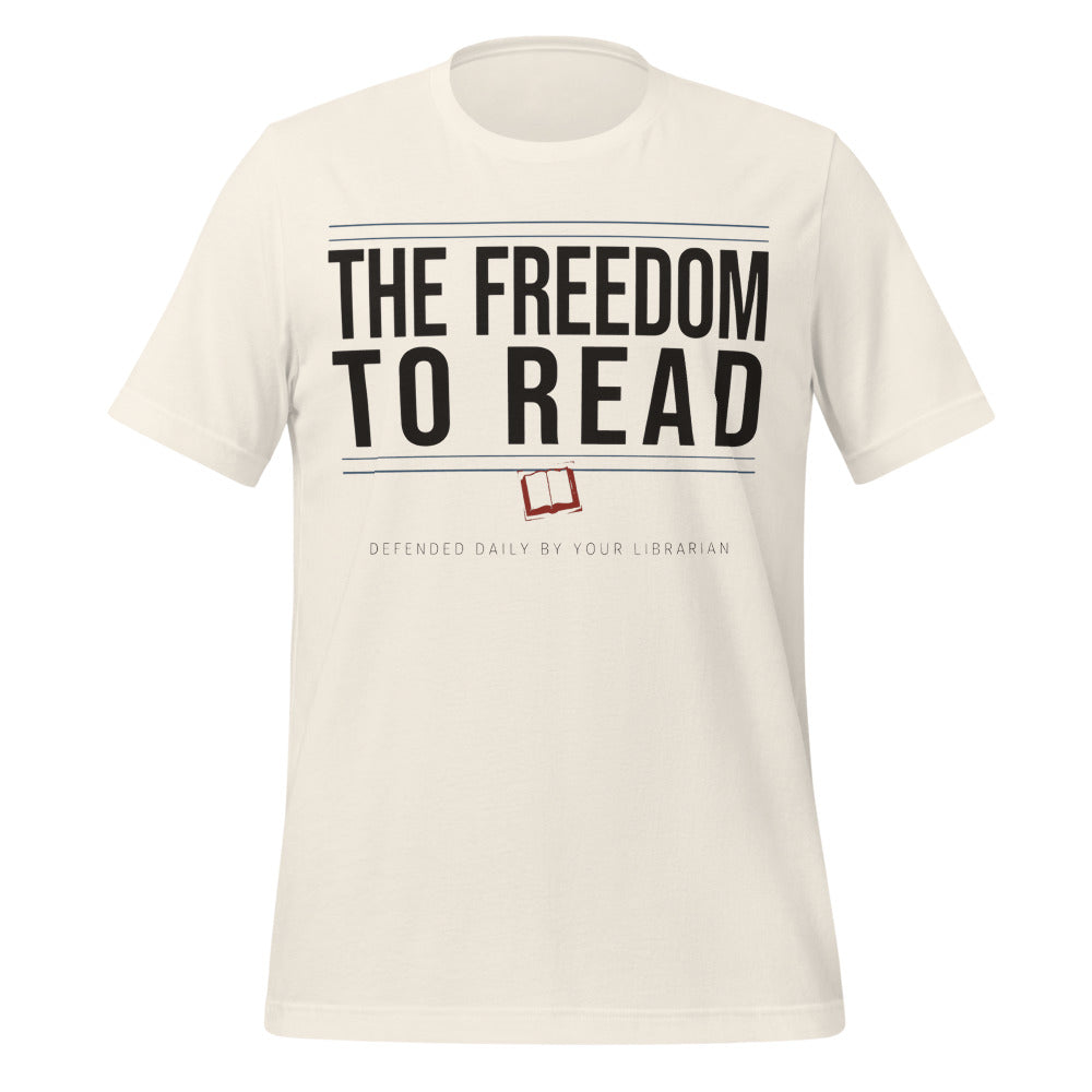The Freedom to Read school librarian tee — Vintage White, front