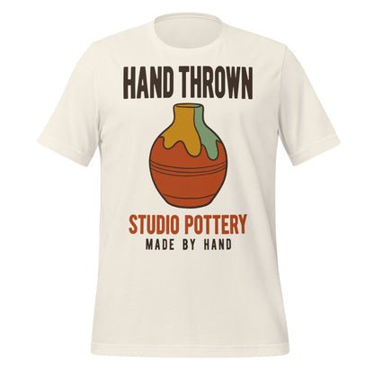 Hand Thrown Studio Pottery retro poster t-shirt — Vintage White, front