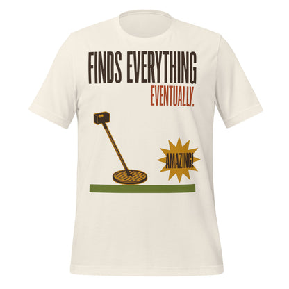 Finds Everything Eventually retro metal detecting tee — Vintage White, front
