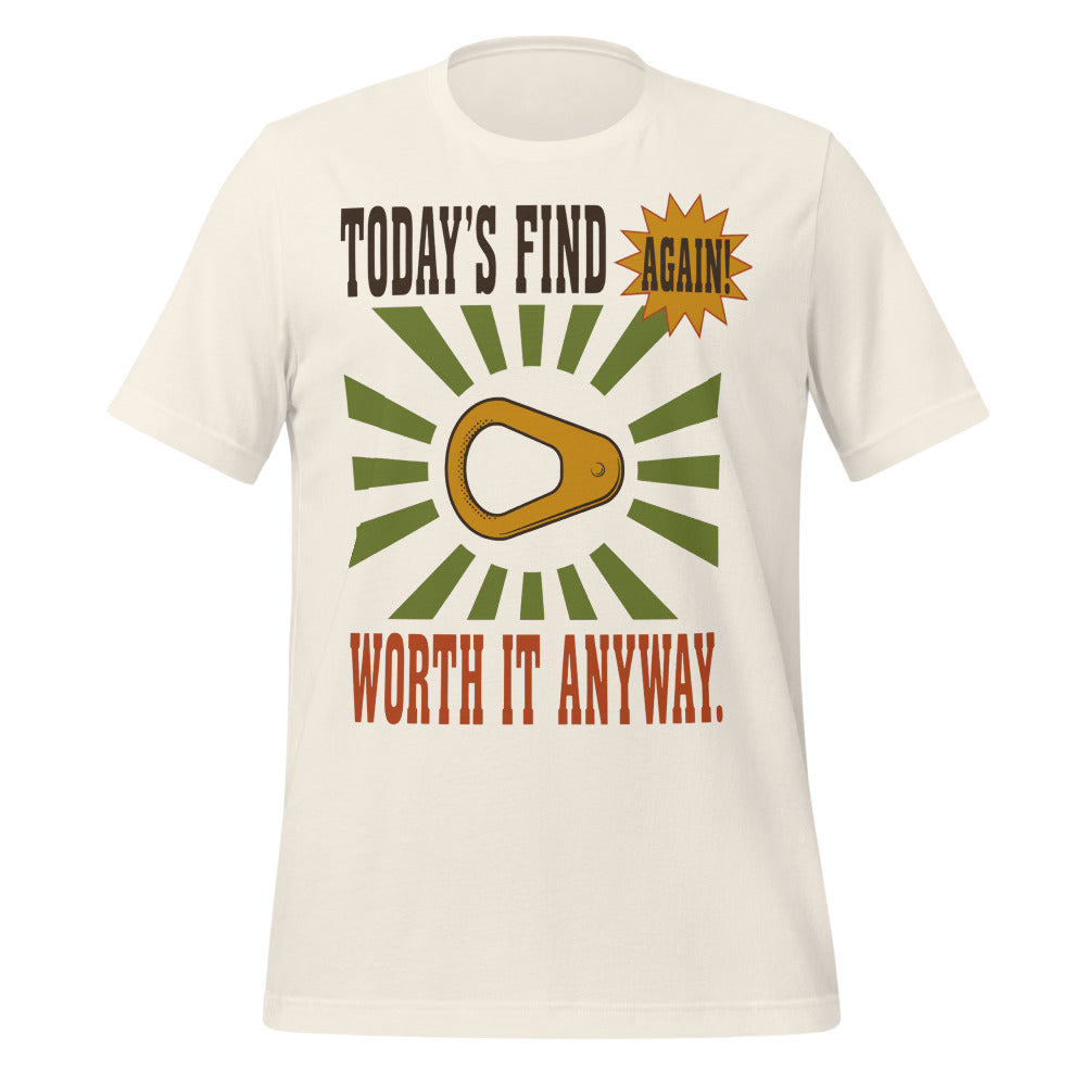 Today's Find pull tab retro metal detecting tee — Vintage White, front