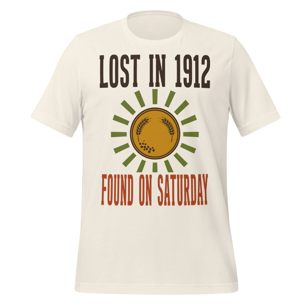 Lost in 1912 Found on Saturday retro metal detecting tee — Vintage White, front