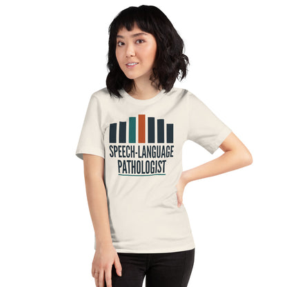 Mid-Century Clinic speech therapy tee — Vintage White, on model