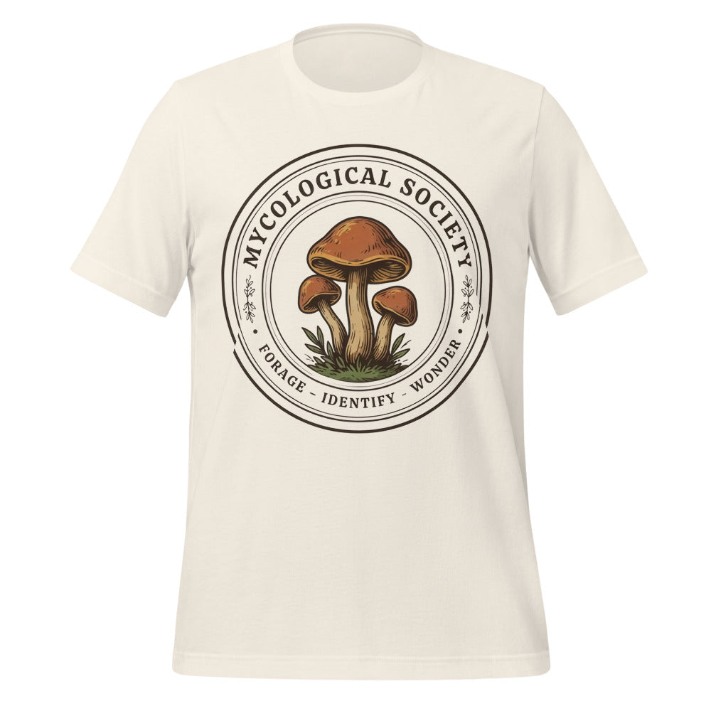 Mushroom Foraging Mycological Society vintage botanical tee — Vintage White, front