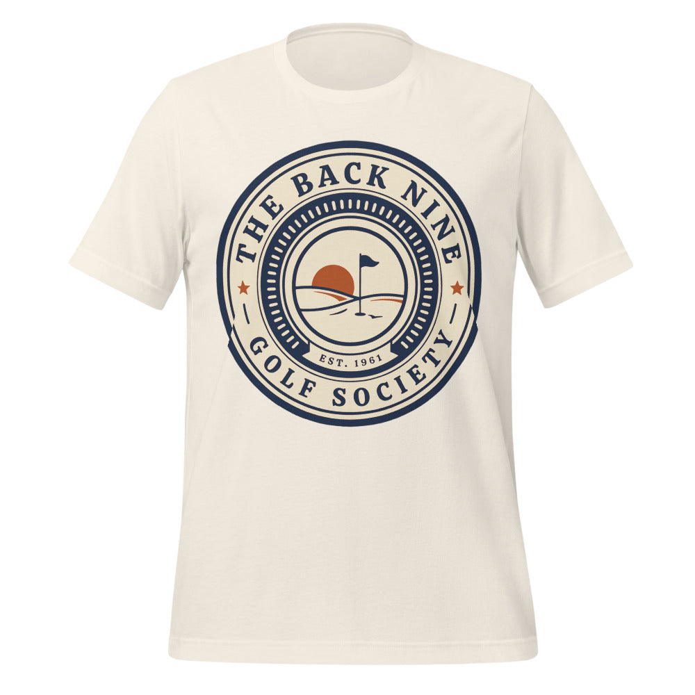 The Back Nine vintage golf roundel tee — Vintage White, front