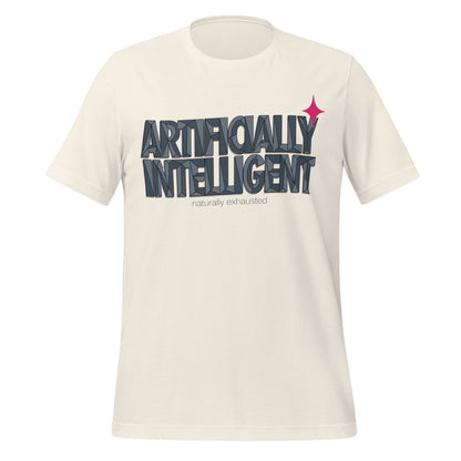Artificially Intelligent funny AI t-shirt — Vintage White, front