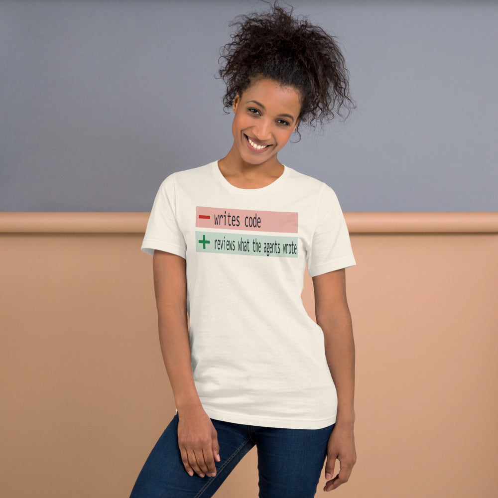 The Diff agentic AI engineer tee — Vintage White, on model