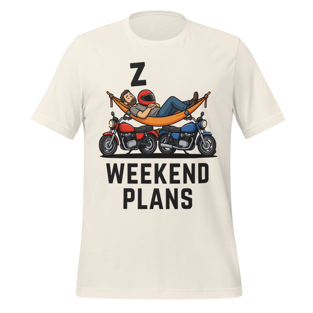 Weekend Plans funny motorcycle dad tee — Vintage White, front