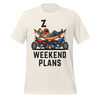 Weekend Plans funny motorcycle dad tee — Vintage White, front