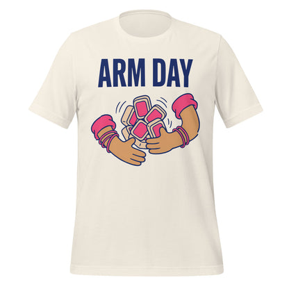 Arm Day funny mahjong tee — Vintage White, front