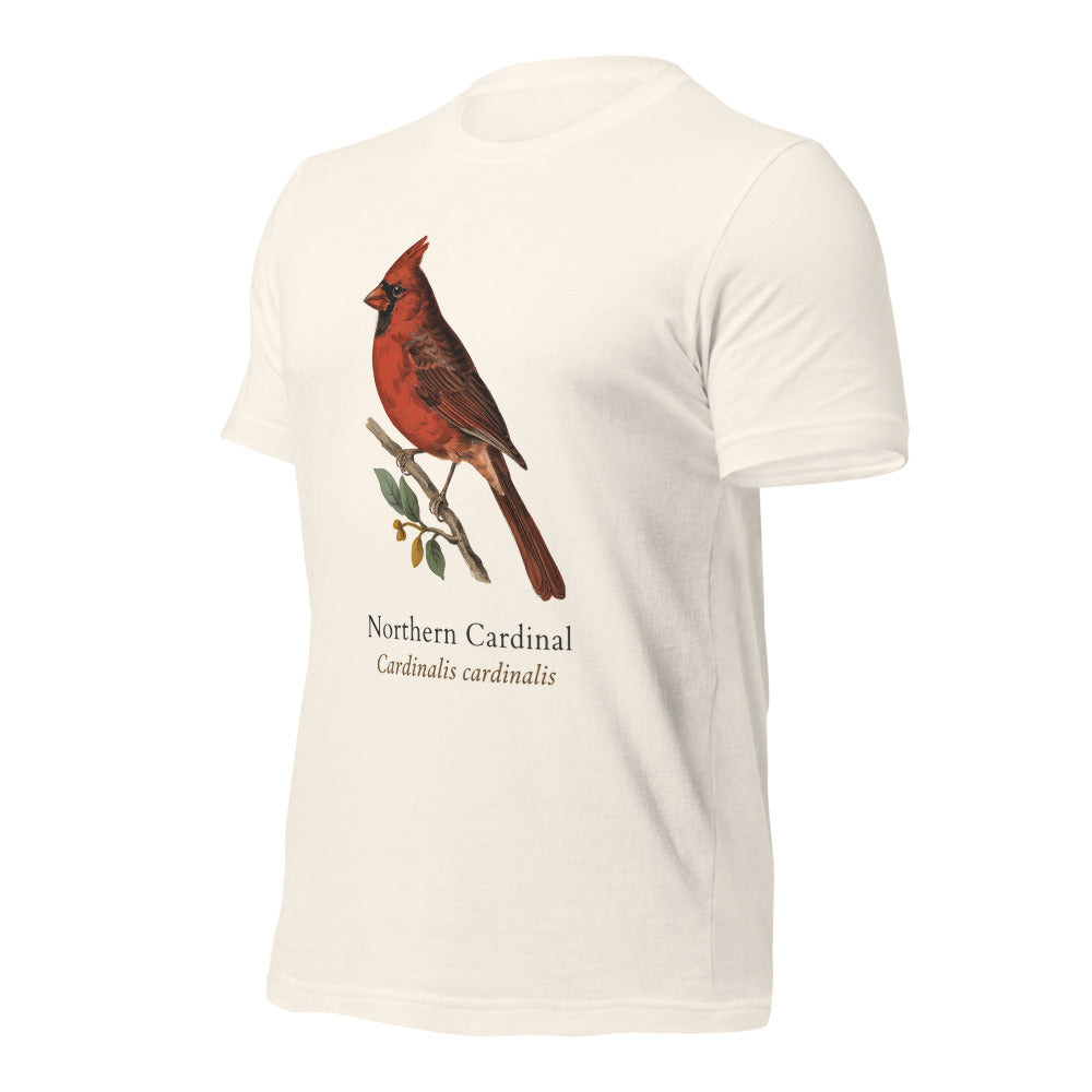 Northern Cardinal vintage field-guide tee — Vintage White, front-right