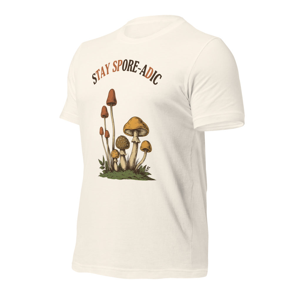 Stay Spore-adic funny vintage mushroom tee — Vintage White, front-right