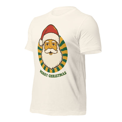 Groovy Santa retro Christmas tee — Vintage White, front-right