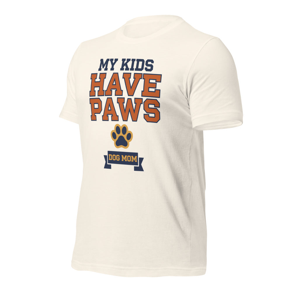 My Kids Have Paws funny dog mom tee — Vintage White, front-right