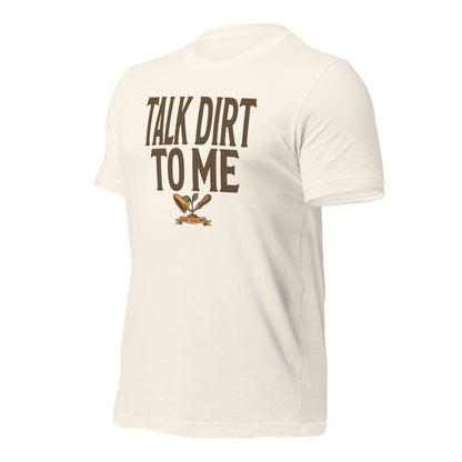 Talk Dirt To Me funny gardening tee — Vintage White, front-right