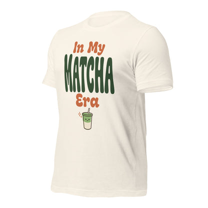 In My Matcha Era retro matcha tee — Vintage White, front-right