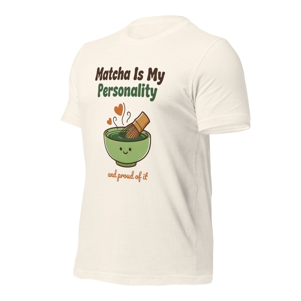 Matcha Is My Personality retro matcha tee — Vintage White, front-right