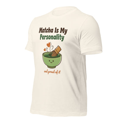 Matcha Is My Personality retro matcha tee — Vintage White, front-right