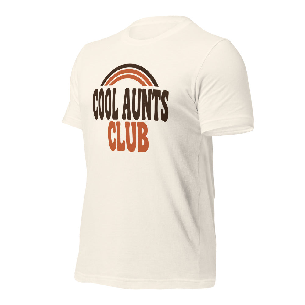Cool Aunts Club retro groovy aunt tee — Vintage White, front-right