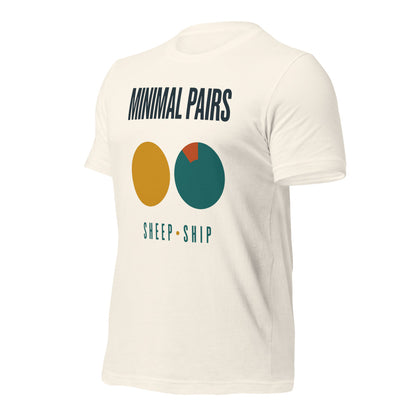 Minimal Pairs speech therapy tee — Vintage White, front-right