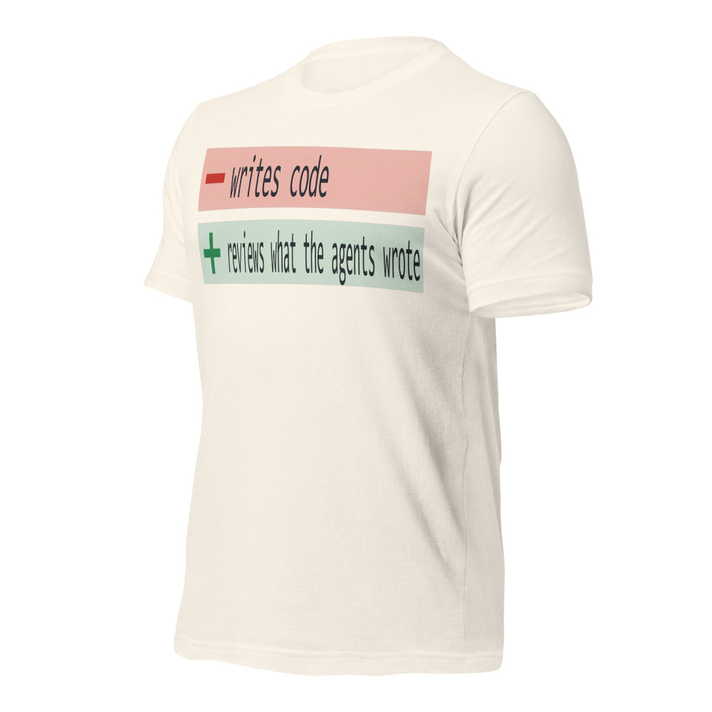 The Diff agentic AI engineer tee — Vintage White, front-right