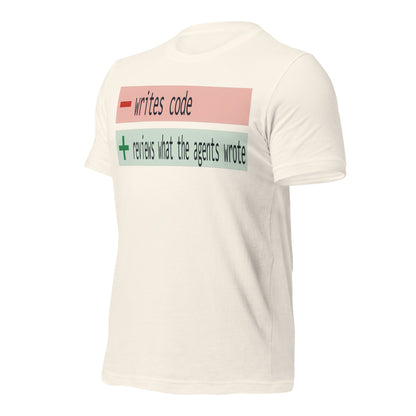 The Diff agentic AI engineer tee — Vintage White, front-right