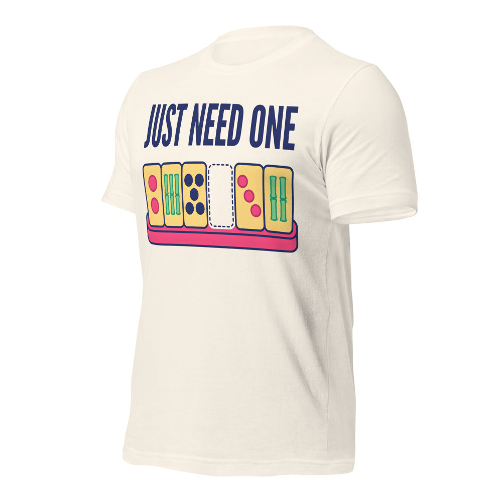 Just Need One funny mahjong tee — Vintage White, front-right