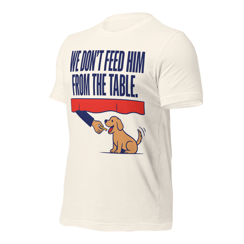 From The Table funny dog dad tee — Vintage White, front-right