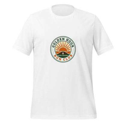 Golden Hour Run Club retro running tee — White, front