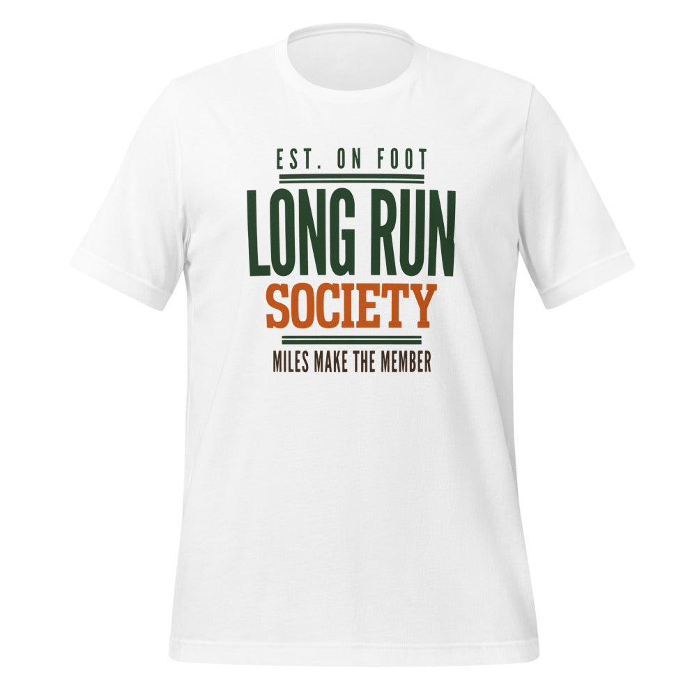 Long Run Society retro running tee — White, front