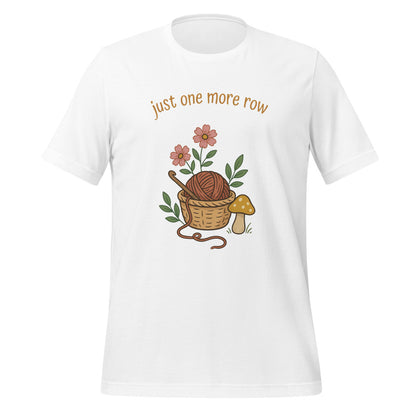 Just One More Row crochet cottagecore tee — White, front