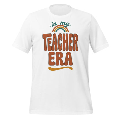 In My Teacher Era retro groovy teacher tee — White, front