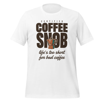 Certified Coffee Snob coffee tee — White, front