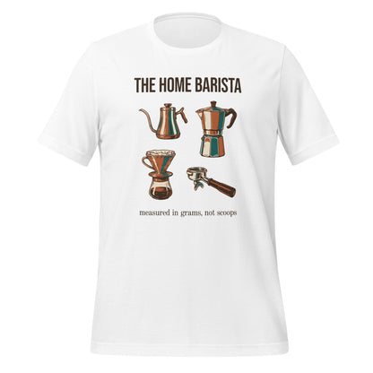 The Home Barista specialty coffee tee — White, front